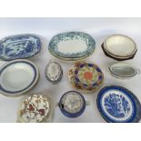 A quantity of miscallenous ceramic items including five meat plates,