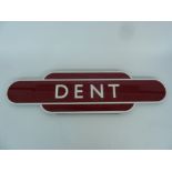 Railwayana - British Rail (Mainline) Totem Enamel Sign "DENT" Maroon. Fully Flanged 91.