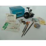 A collection of vintage coarse fishing tackle to include a boxed Intrepid Extra fixed spool reel