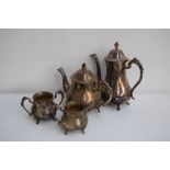 A quantity of silver plated items including a teapot, coffee pot,