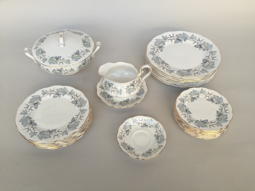 A Royal Albert Silver Maple service including six dinning plates, six dessert plates,