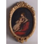 Follower of Bernardo Strozzi (1582-1644) The Madonna and Child, oil on board, framed,