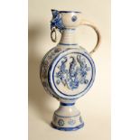 A German salt glaze stoneware moonflask with loop handle and griffin spout,