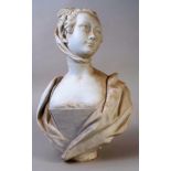 A German 18th century porcelain bust of Madam Du Barry, probably Furstenburg,