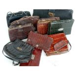 A collection of vintage skin bags mostly circa 1930's.