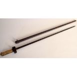 A French 1886 pattern bayonet with brass handle and 20.