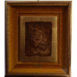 Angelo Bertolini, 20th century Head of Christ, signed lower left, tempera on gilded panel, framed,