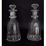 A pair of late Victorian cut glass collared decanters of large size, approx.