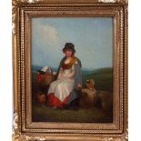 Jacques Laurent Agasse (Swiss, 1767-1849) A Wayside Rest, oil on panel, framed,