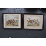 A selection of five hand coloured engravings after Henry Alken of hunting scenes,