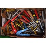 A box of tools including various screwdrivers (box A)