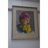 Dorothy Brook, Easter Bonnet, pastel on paper, signed lower right, framed,