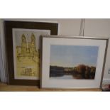A quantity of pictures including 'Loire Landscape' by Kenneth Howes print,