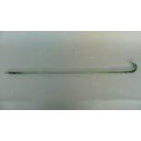 A Nailsea style green glass spiral twisted walking stick 90cmL