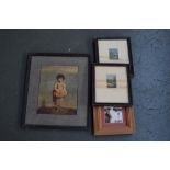 A quantity of pictures inlcuding two signed 19th century colour etchings,