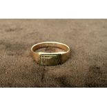 A 9ct gold band with heart shaped design around together with a signet ring and a very delicate 9ct