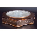 An Art Deco mirrored glass hors d' oeuvre dish with moulded glass segmented interior