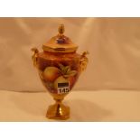 Coalport miniature lidded vase hand painted, signed Joseph Mottram