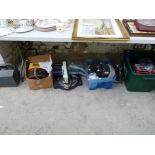 2 tool boxes with contents, assorted electric power tools & various hand tools, etc.