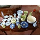 Large collection of Wedgwood Jasper ware vases, pin trays, trinket boxes & jugs, etc. (21 pieces)