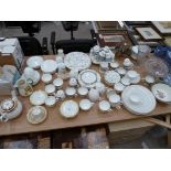 Large quantity of decorated china including Wedgwood & Duchess ware & glass vase, etc.