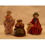 Royal Doulton Toil For Men pepper pot D706 and 2 Royal Doulton figures Linda HN2106 and Lucy Ann