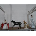 Beswick model of a horse, Crown Staffs fly catcher bird group, Royal Doulton figure Boudoir HN2542 &