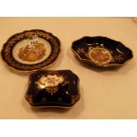 3 Limoges decorated trinket boxes and dishes