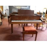 Mahogany cased baby grand type piano by Marshall and Rose & piano stool