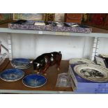 Silvac model of a buffalo, 6 Wedgwood limited edition Dickensian plaques, 7 Copenhagen decorated