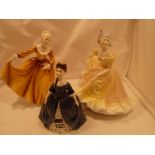 3 Royal Doulton figures Debbie HN2385, Kirsty HN2381 and Ninette HN2379.