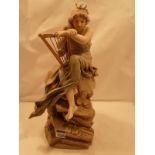 Royal Dux figure modelled as a girl holding a lyre