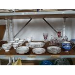 Wedgwood decorated Kutani Crane table ware, heavy quality glass fruit bowl, bell and vase set,