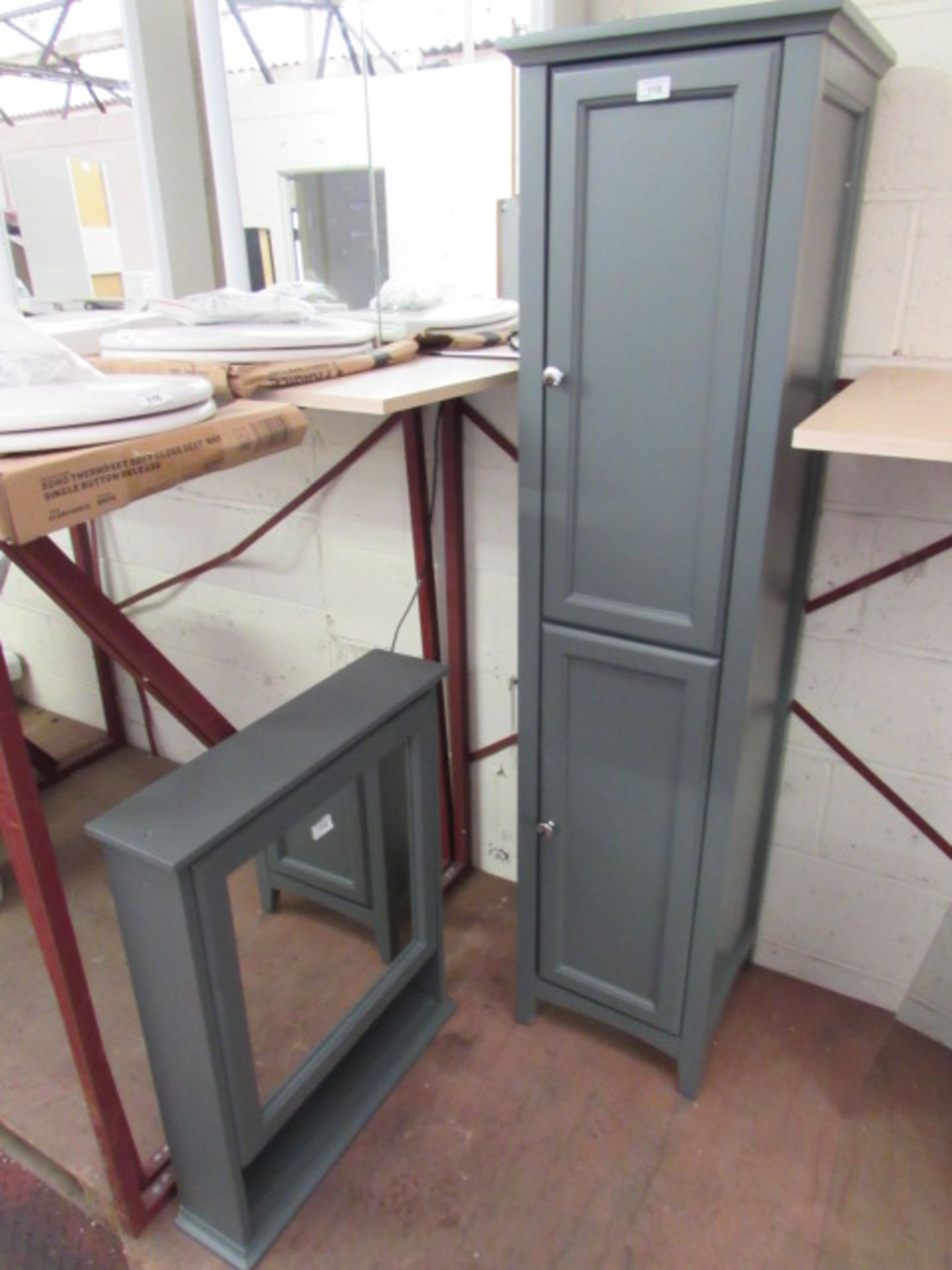 360 x 1600 french style tall storage unit with matching 600 mirrored cabinet