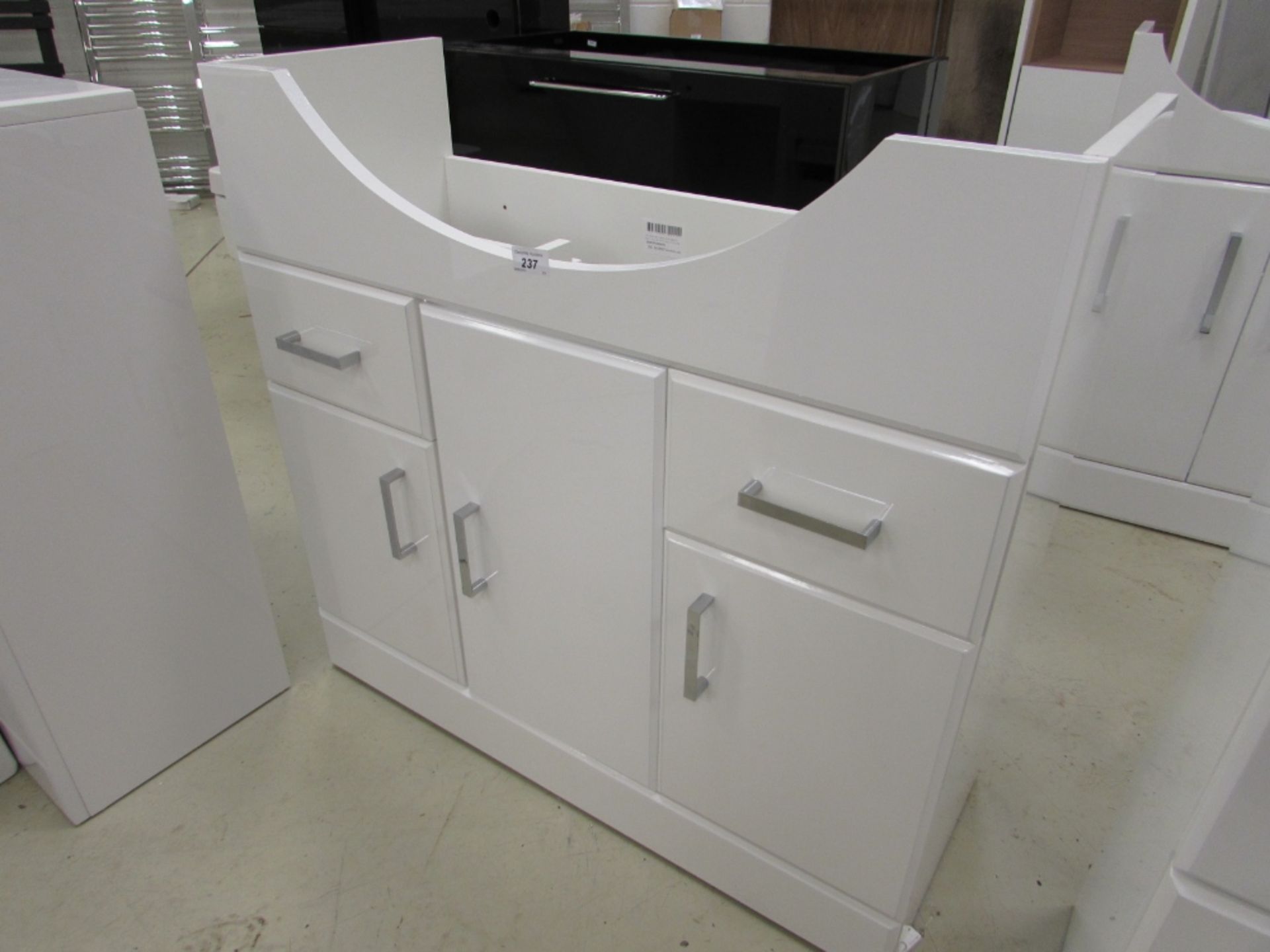 830mm gloss white modern vanity unit with soft close doors & 2 draws