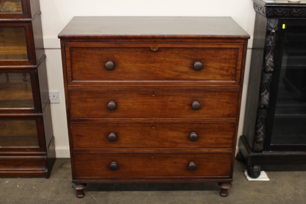 A Victorian mahogany chest of drawers, fitted with a deep drawer over three further drawers,