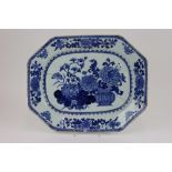 A Chinese export porcelain meat plate, probably Jiaqing, angular form with canted corners,