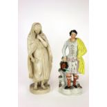 A Victorian Parian ware figure, Highland Mary, cracked base,