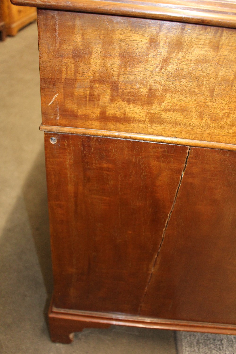 An Edwardian mahogany twin pedestal desk, rectangular top with a tooled leather inset, - Image 3 of 12