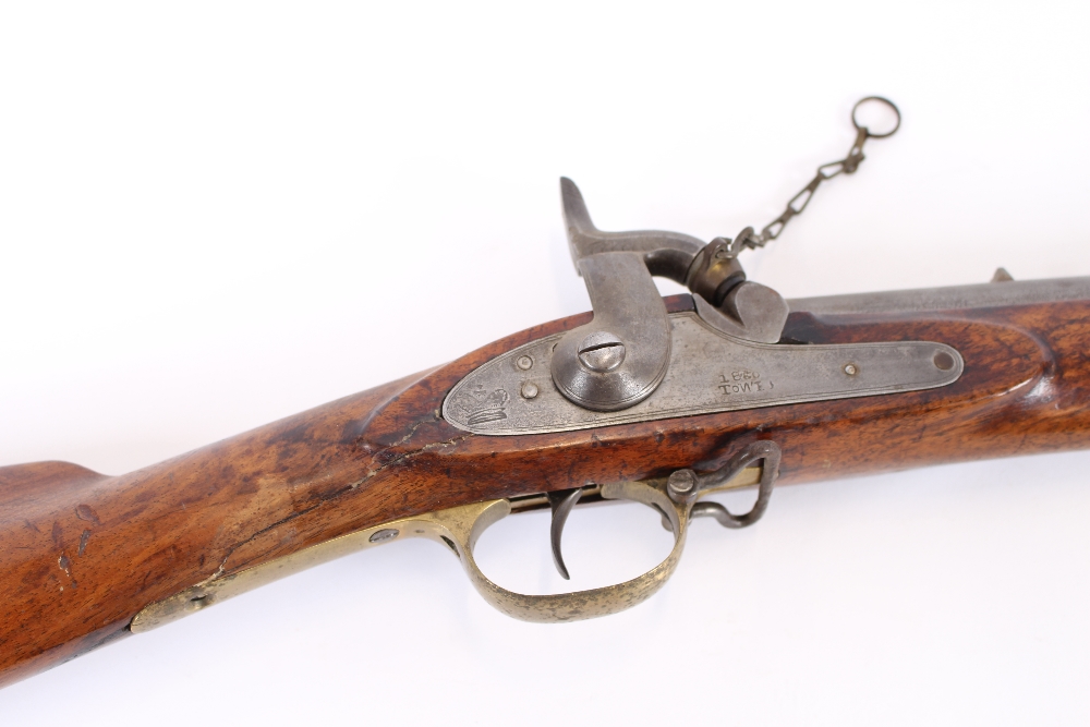 A 19th Century Indian pattern Enfield rifle, stamped JPR/EXR/2129, with integral ram rod,