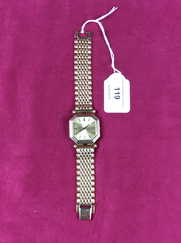 A 9ct gold Bueche-Girod wrist watch with later steel strap