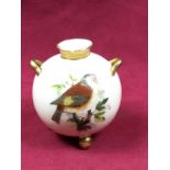 A Royal Worcester vase decorated with birds (restored)