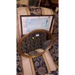 A gilt framed wall mirror;