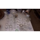 A quantity of various modern drinking glasses; vases; a comport; a German stein etc.