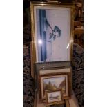 A large gilt framed Oriental print;