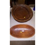 Four various treen bowls and dishes