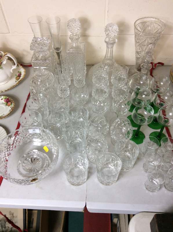 A quantity of cut glassware to include drinking glasses, tumblers,