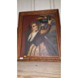 19th Century school,, study of a young lady holding aloft a bowl a fruit,