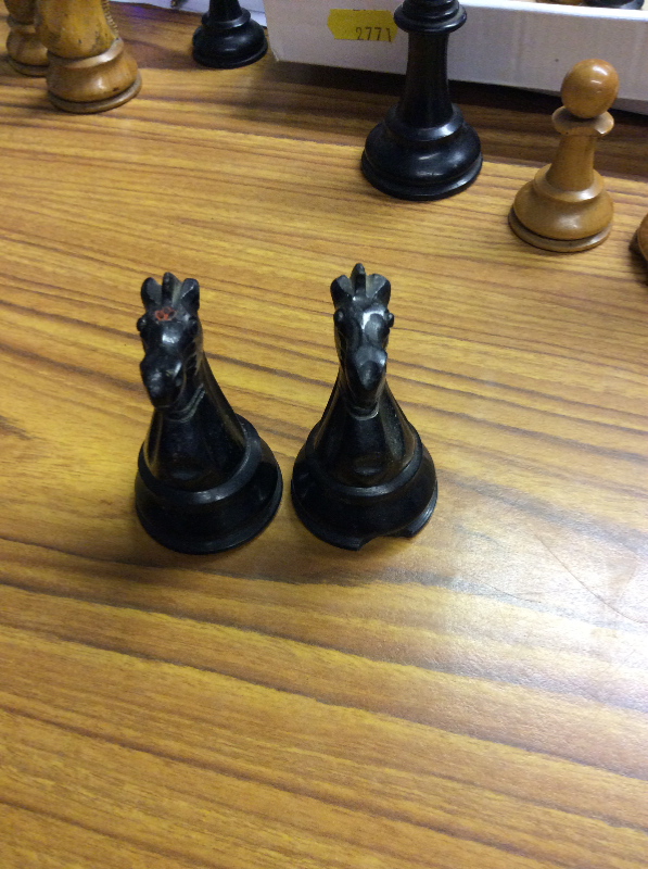 A Staunton patterned chess set (weighted) together with a chess board, a cribbage board, - Image 3 of 7