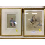 Two gilt framed watercolour portrait studies